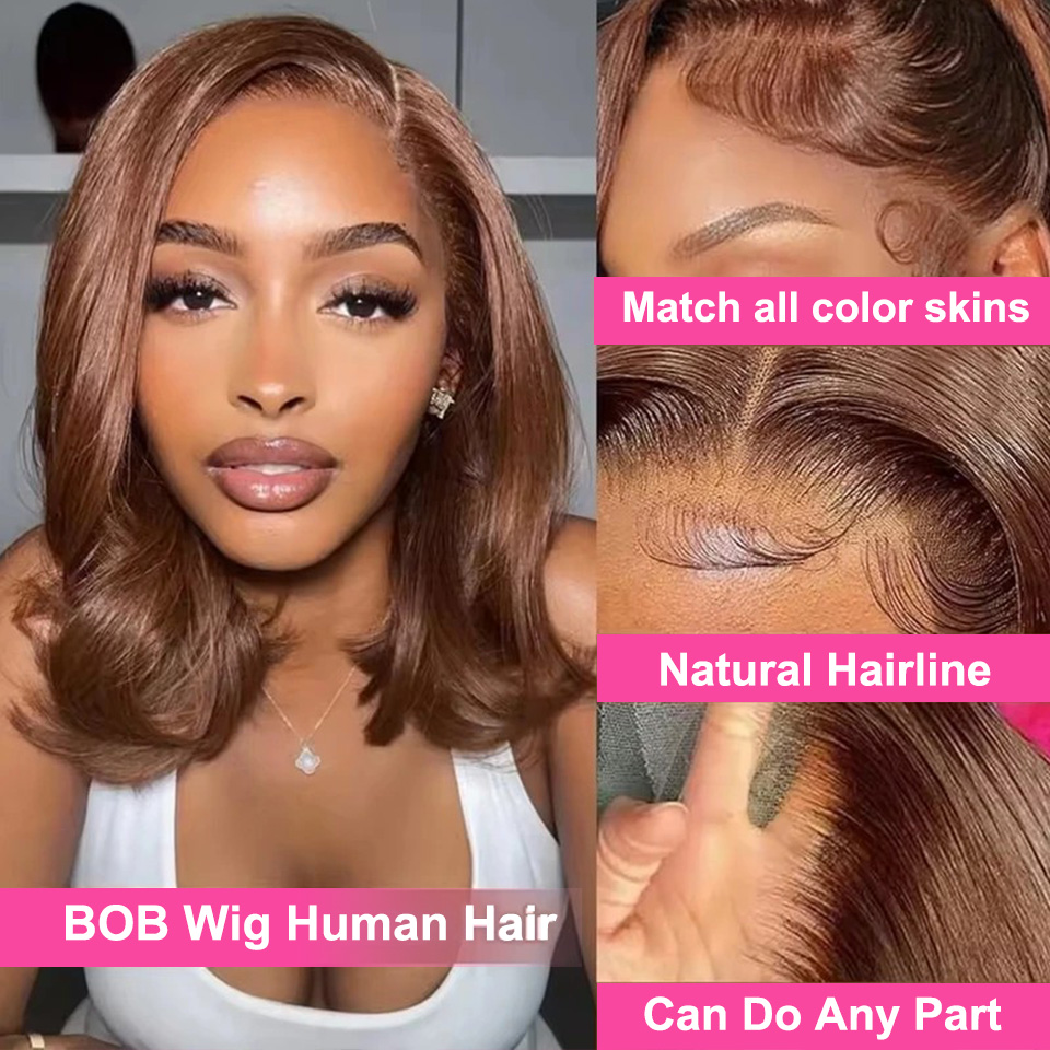 13X4 Chocolate Brown Straight  - Glueless Wear And Go Human Hair Wig recension och pris