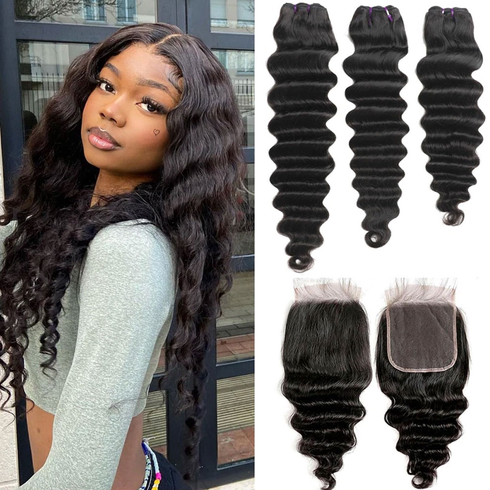Loose Deep Wave Bundles With C - Deep Wave 3 Bundles With Closure recension och pris
