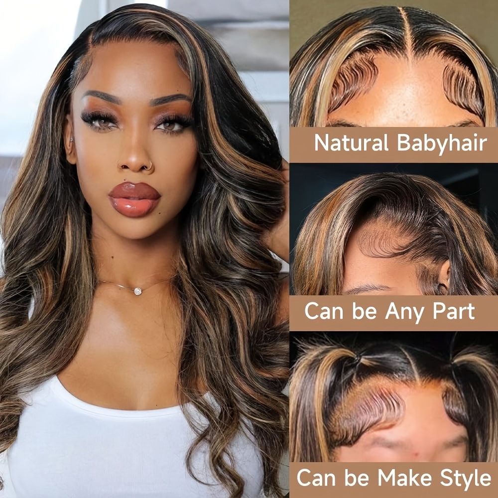 P1B30 Body Wave Highlight Ombr - Hd Lace Frontal Wig Human Hair Pre Plucked recension och pris