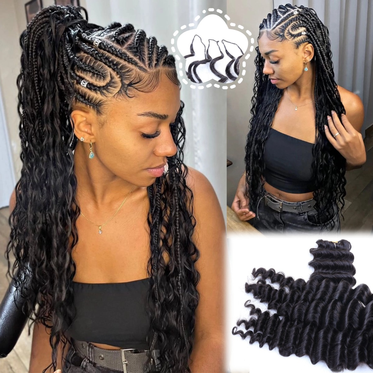 Natural Black Deep Wave Feathe - Hair Bundles recension och pris