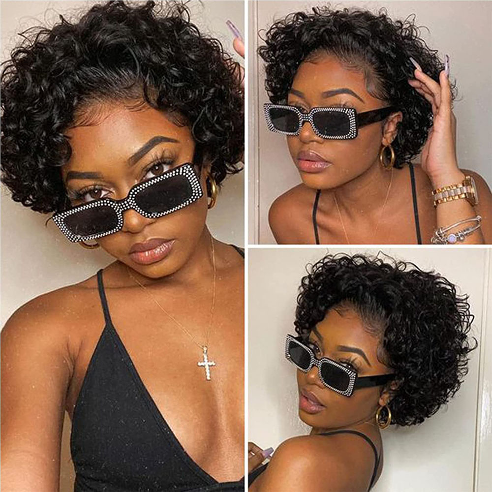 Short Pixie Cut Wig Curly Huma - Short Pixie Cut Wig Human Hair Cheap recension och pris