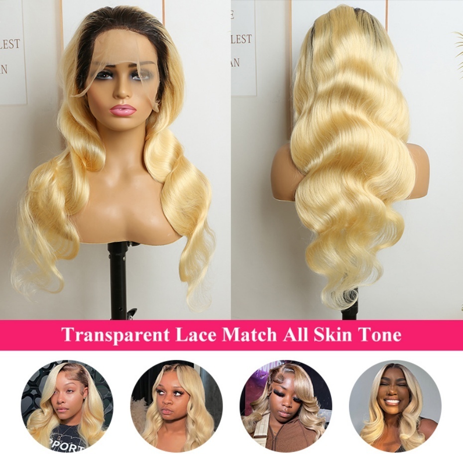 1B 613 Blonde Ombre Human Hair - 613 Blonde Body Wave Lace Front Wig recension och pris