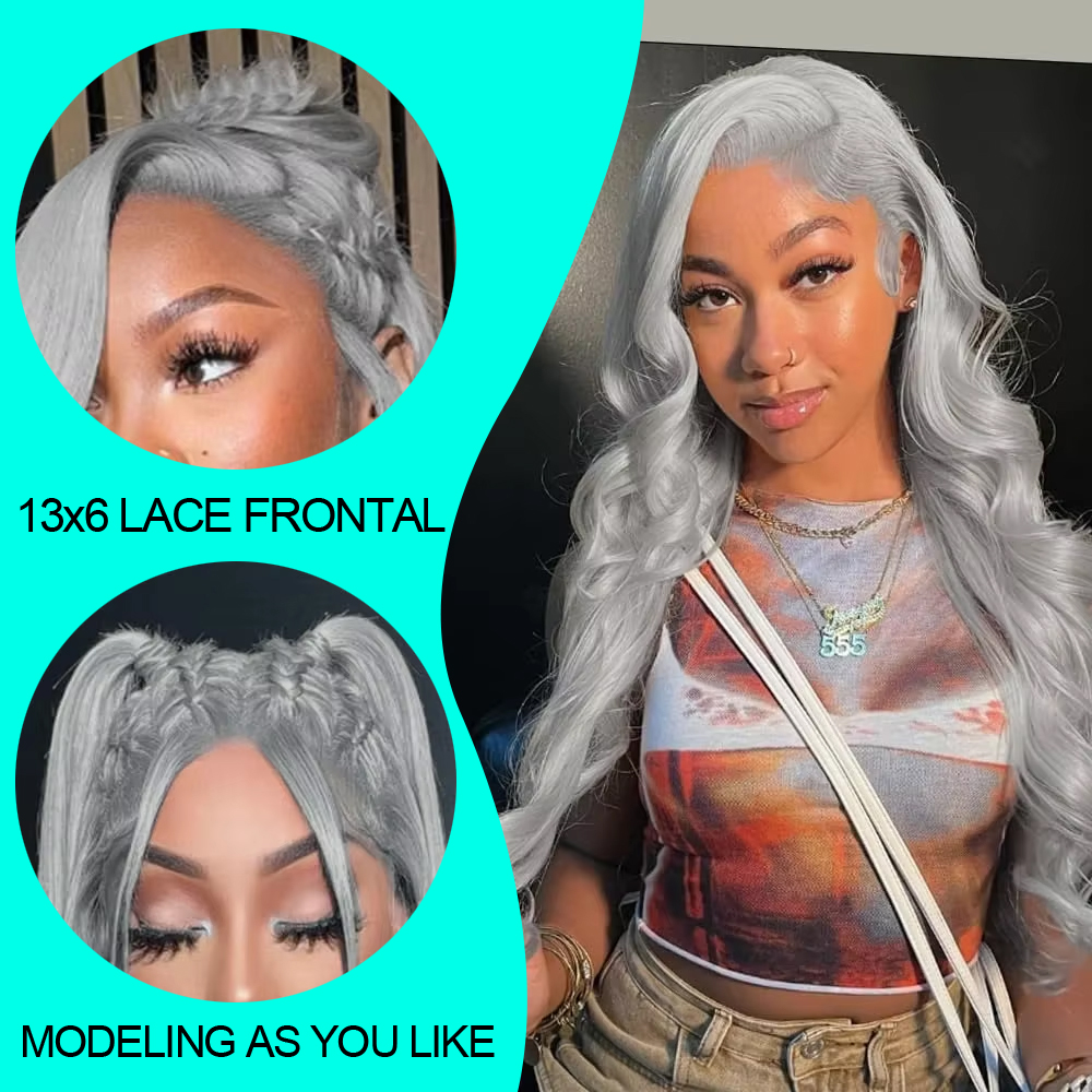 Cosplay Body Wave Silver Grey  - 613 Blonde Body Wave Lace Front Wig recension och pris