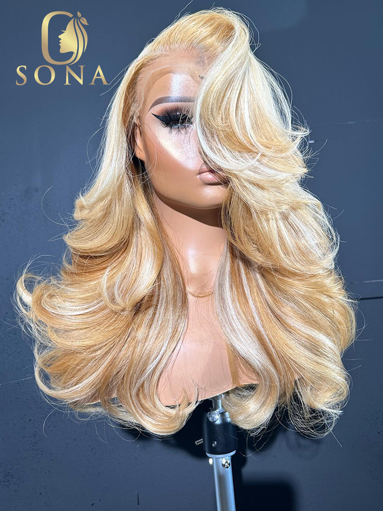 613# 27# Highlight HD Lace Fro - 613 Blonde Body Wave Lace Front Wig recension och pris