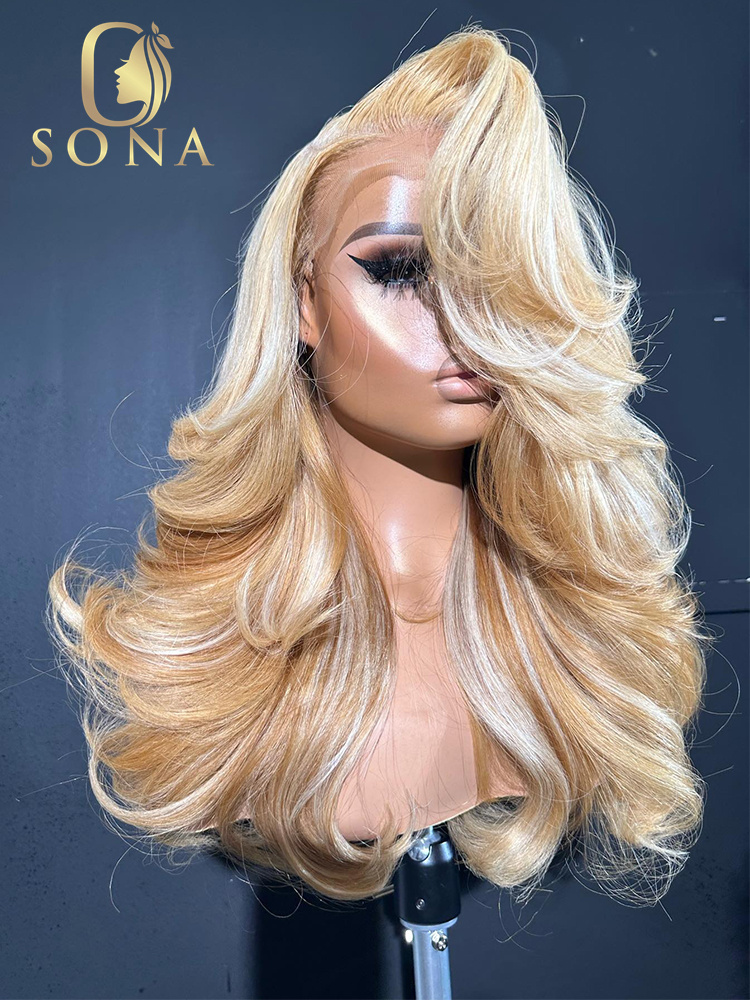 613# 27# Highlight HD Lace Fro - 613 Blonde Body Wave Lace Front Wig recension och pris