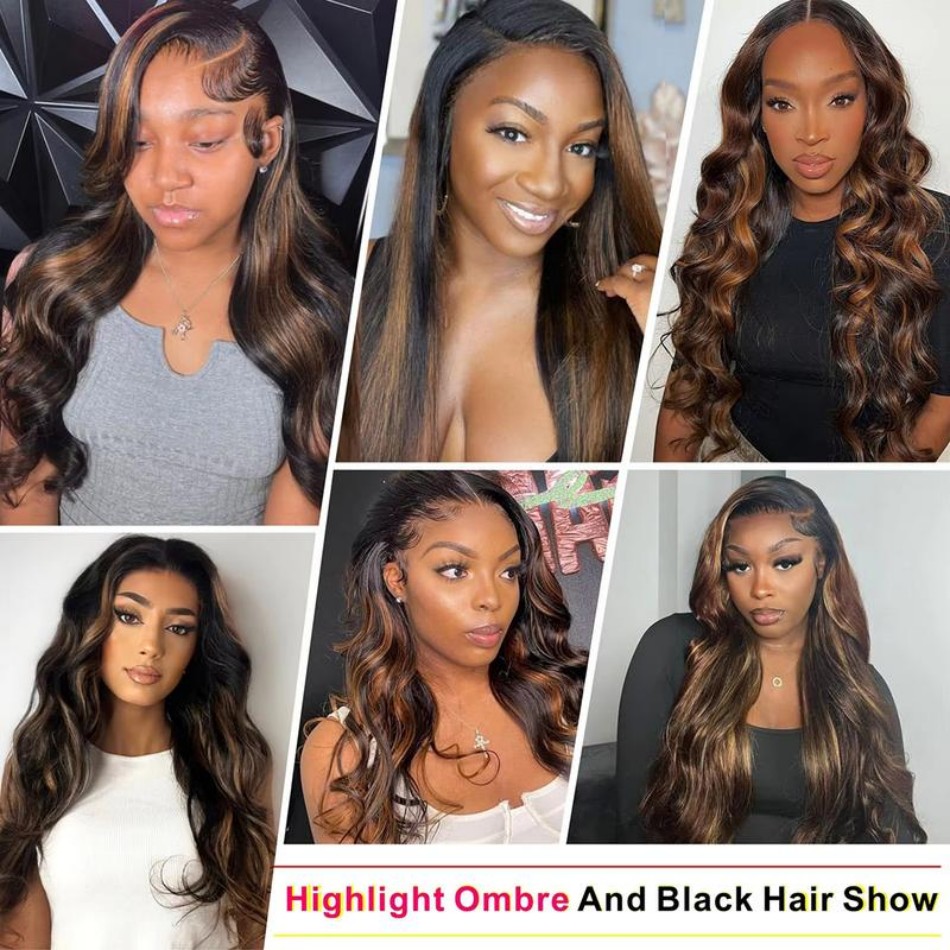 P1B30 Highlight Ombre Body Wav - Lace Front Wigs recension och pris
