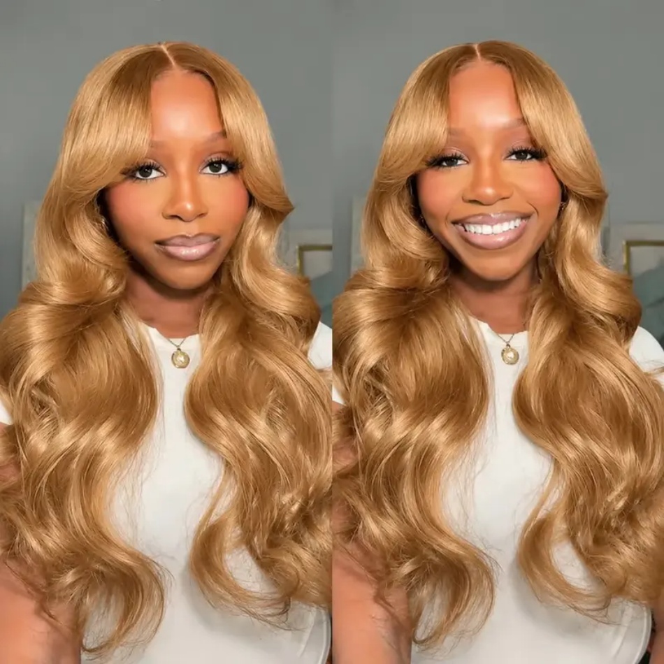 Honey Blonde Wig Body Wave 13x - Hd Lace Frontal Wig Human Hair Pre Plucked recension och pris