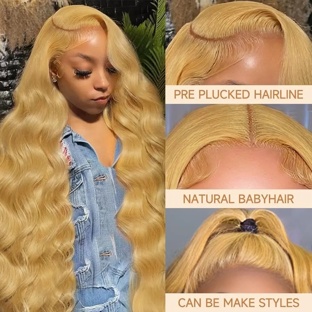 Honey Blonde Wig Body Wave 13x - Hd Lace Frontal Wig Human Hair Pre Plucked recension och pris