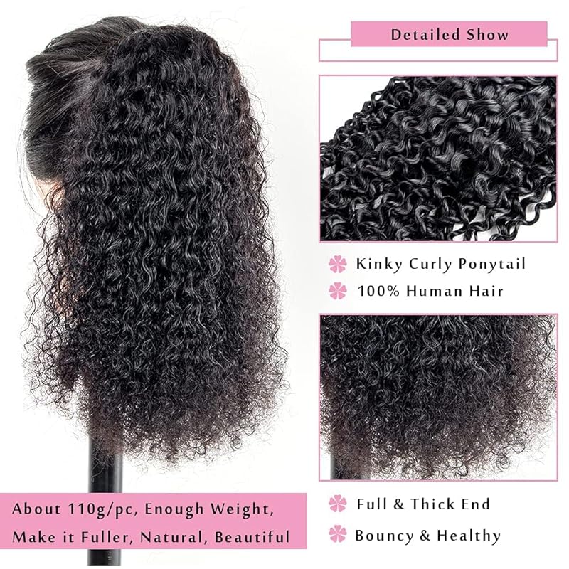 Curly Ponytail Extensions Deep - Seamless Clip In Hair Extensions Human Hair recension och pris