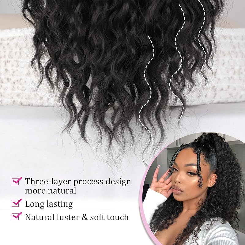 Curly Ponytail Extensions Deep - Seamless Clip In Hair Extensions Human Hair recension och pris