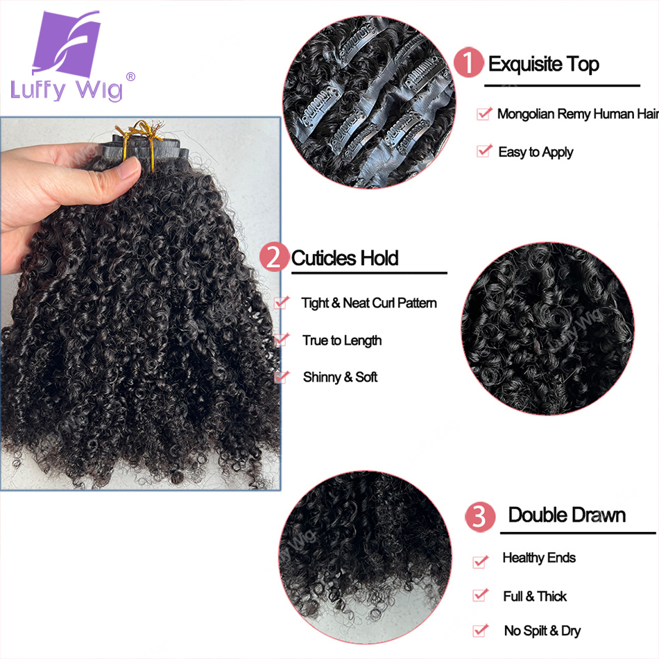Monglian Afro Kinky Curly Huma - Seamless Clip In Hair Extensions Human Hair recension och pris