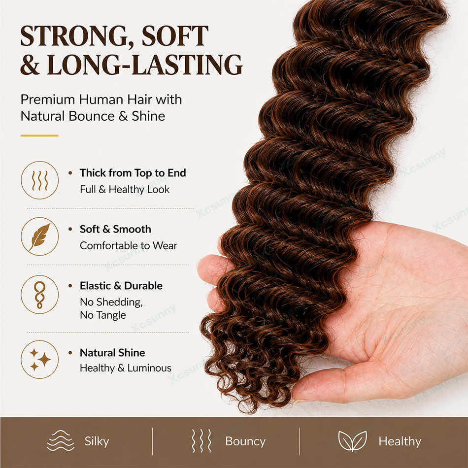 Color #4/30 Boho Braids Human  - Water Wave Bulk Human Hair For Braiding recension och pris