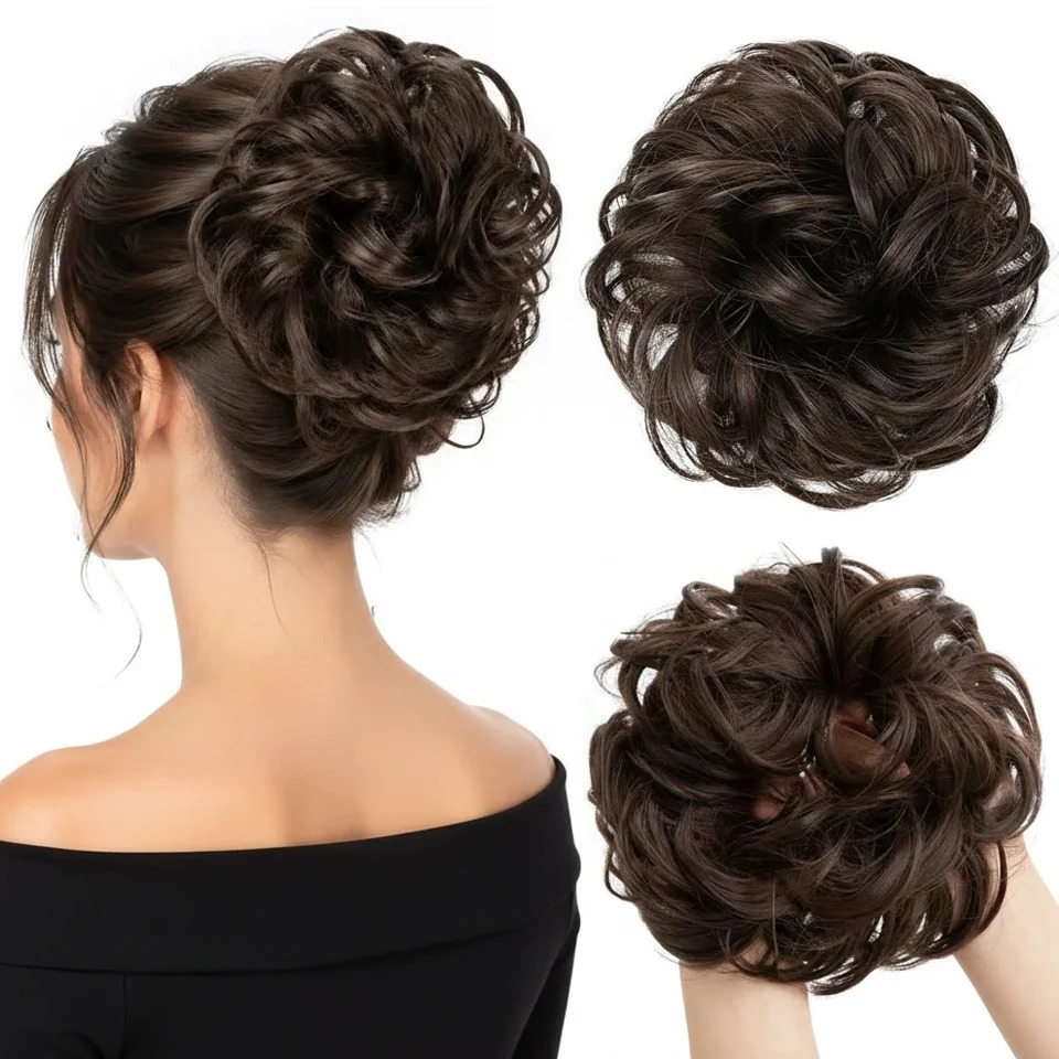 Elegant Curly Wave Messy Bun H - Claw Clip Messy Bun Hair Piece recension och pris