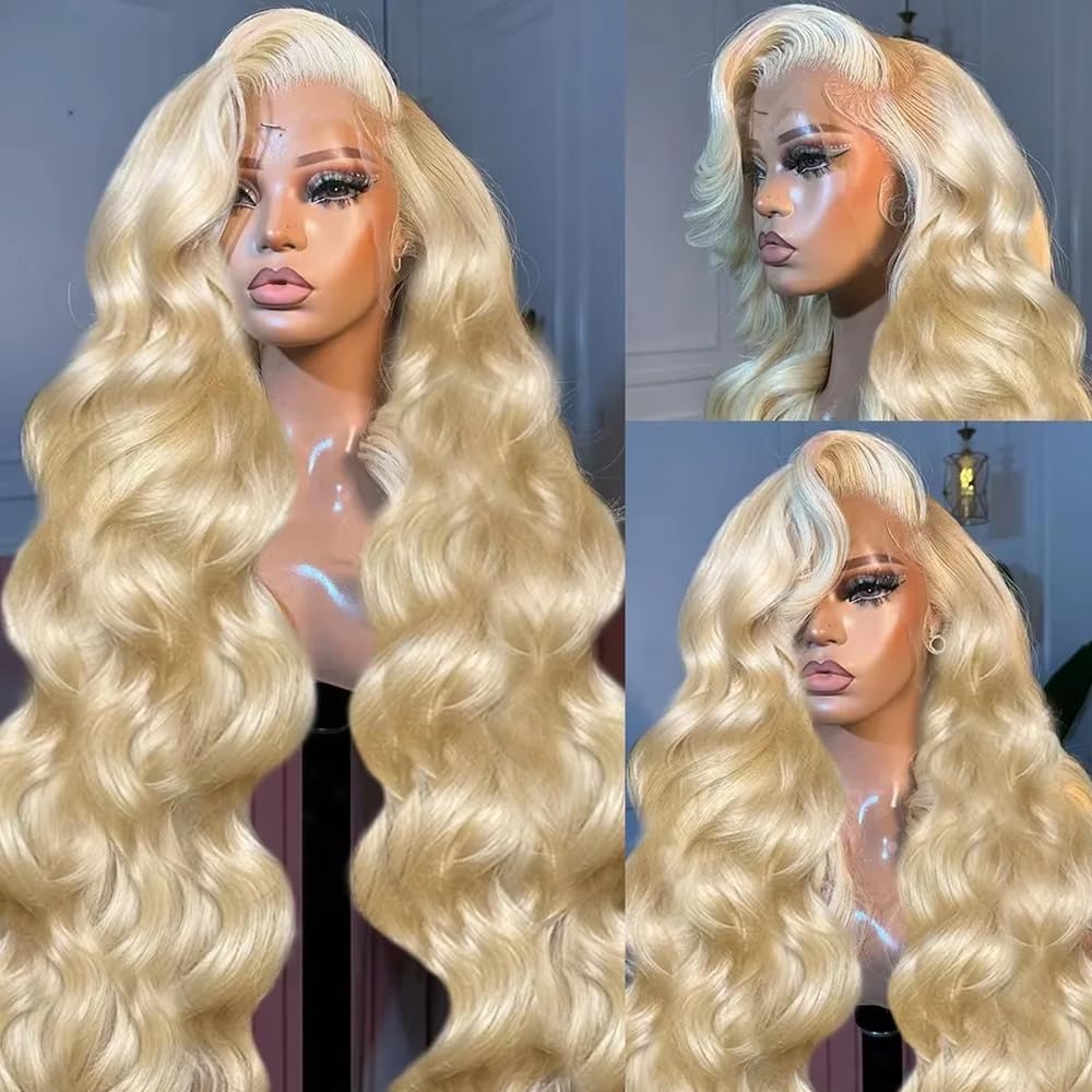 #613 Human Hair Wigs Body Wave - 613 Blonde Body Wave Lace Front Wig recension och pris