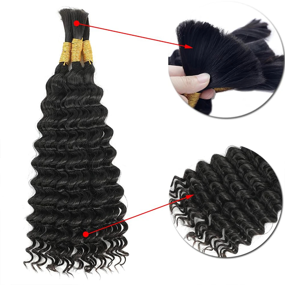 Deep Water Wave No Weft Virgin - Water Wave Bulk Human Hair For Braiding recension och pris
