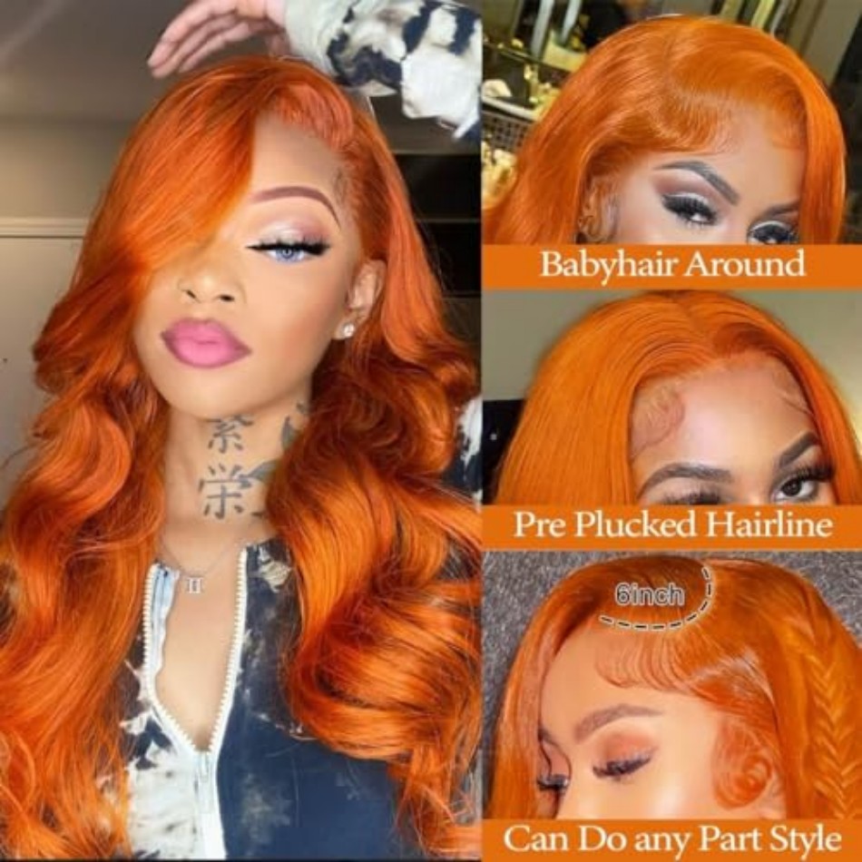 Colored Ginger Body Wave Human - Hd Lace Frontal Wig Human Hair Pre Plucked recension och pris